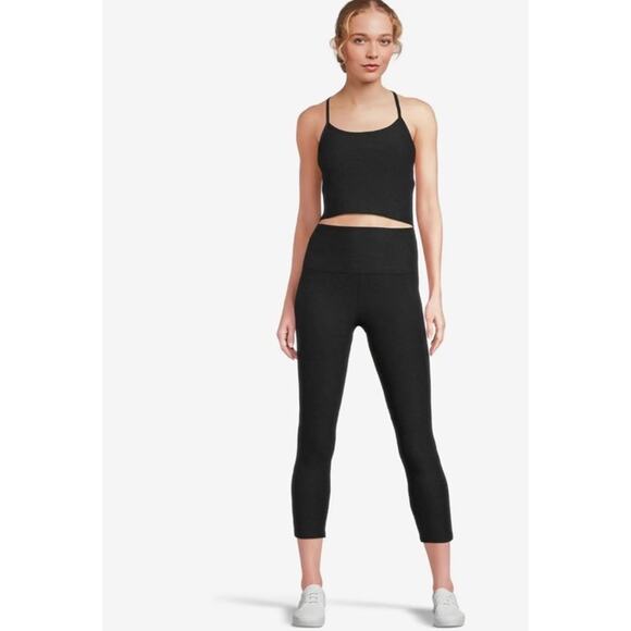 Beyond Yoga Space Dye Out Of Pocket High Waisted Capri Leggings Black Sz L NEW - Picture 1 of 13